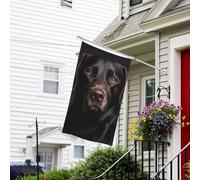 Bannière de drapeau double face résistante à la décoloration pour l'extérieur - Drapeau de bienvenue noir pour chien de laboratoire - Bannière de vœux personnalisée pour fête maison