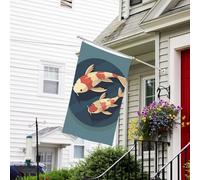 Bannière de drapeau double face résistante à la décoloration pour l'extérieur, drapeau de bienvenue plat, poisson koï, bannière de vœux personnalisée pour fête maison
