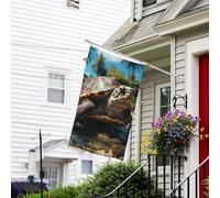 Bannière de drapeau double face résistante à la décoloration pour l'extérieur, drapeau de bienvenue pour cour, grande tortue et palmiers, bannière de vœux personnalisée pour maison de fête