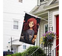Bannière de drapeau double face résistante à la décoloration pour l'extérieur, drapeau de bienvenue pour une fille qui aime les chats, bannière de vœux personnalisée pour fête maison