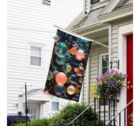 Bannière de drapeau double face résistante à la décoloration pour l'extérieur - Drapeau de bienvenue pour l'extérieur - Bulles de savon - Bannière de vœux personnalisée pour fête maison