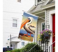 Bannière de drapeau double face résistante à la décoloration pour l'extérieur, drapeau de bienvenue pour jardin, oiseaux pélican, bannière de vœux personnalisée pour fête maison