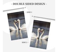 Bannière de drapeau double face résistante à la décoloration pour l'extérieur, drapeau de bienvenue romantique blanc cygne blanc, bannière de vœux personnalisée pour fête maison