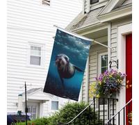 Bannière de drapeau double face résistante à la décoloration pour l'extérieur, drapeau de bienvenue sous-marine, lion de mer, bannière de vœux personnalisée pour fête maison