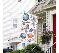 Bannière de drapeau double face résistante à la décoloration pour l'extérieur, drapeau de bienvenue sur le thème de l'espace, bannière de vœux personnalisée pour fête maison