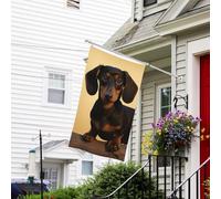Bannière de drapeau double face résistante à la décoloration pour l'extérieur - Drapeau de bienvenue - Une jolie bannière de vœux de teckel - Drapeau de vacances personnalisé pour maison de fête