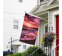 Bannière de drapeau double face résistante à la décoloration pour l'extérieur, la cour, la plage, le coucher du soleil, bannière de vœux personnalisée pour fête maison
