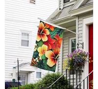 Bannière de drapeau double face résistante à la décoloration pour l'extérieur, style hawaïen, motif imprimé, bannière de vœux personnalisée pour maison de fête