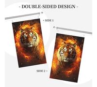 Bannière de drapeau double face résistante à la décoloration pour l'extérieur - Tigre cool dans la flamme - Bannière de vœux personnalisée pour maison de fête