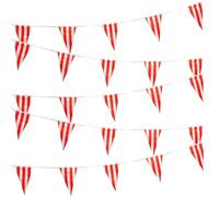 Bannière de drapeaux de bruant de fanion de,Drapeaux de banderoles triangulaires à cordes - Bannière de fanion rouge et blanc, bannière de drapeaux de triangle rayé pour le de carnaval, anniversaire