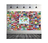 Bannière de drapeaux du monde entier, symboles internationaux d'unité, décoration murale en polyester durable, ourlet en toile avec œillets en