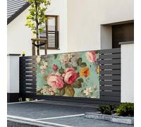 Bannière de drapeaux « Happy Birthday » - Toile de fond vintage florale - Bannière personnalisée - Grande bannière pour événement d'affaires, décoration de fête d'anniversaire - 180 x 120 cm