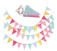 Bannière de fanions à 4 Cordes, bannière Triangulaire colorée, Drapeau à Suspendre avec 12 Drapeaux, Banderole en Polyester pour fête d'anniversaire, fête Scolaire, Arc-en-Ciel et Plus Encore