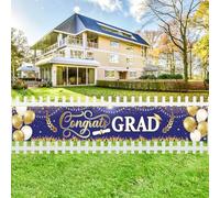 Bannière de félicitations bleue avec ballon