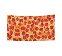 Bannière de fête 3D avec impression pizza pepperoni, décoration extérieure, Halloween, Noël, panneau à suspendre durable pour fêtes et rassemblements