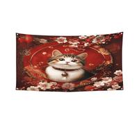 Bannière de fête avec chats du Nouvel An, décoration extérieure et intérieure, durable et résistante aux UV, parfaite pour un anniversaire, Halloween, et plus encore