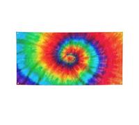 Bannière de fête avec imprimé tie-dye hippies, panneau d'anniversaire, Nouvel An, décoration de fête de Noël.