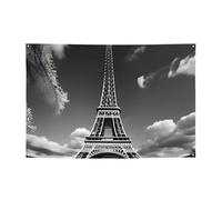 Bannière de fête avec imprimé Tour Eiffel et nuage de Paris - Noël, fête nocturne, amis rassemblés, maison, jardin, bar, voiture, bateau