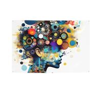 Bannière de fête avec intelligence artificielle - Imprimé cerveau - Noël, nuit, amis, maison, jardin, bar, voiture, bateau