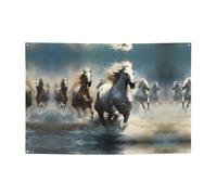 Bannière de fête chevaux courant sauvage dans la rivière 119,4 x 180,3 cm, adaptée pour Halloween, Noël, fêtes, rassemblements et autres bannières de vacances