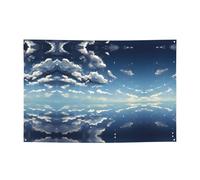 Bannière de fête ciel bleu et nuages blancs de 119,4 x 180,3 cm, adaptée pour Halloween, Noël, les fêtes, les rassemblements et autres bannières de vacances