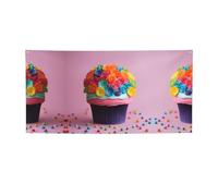 Bannière de fête colorée avec imprimé gâteau aux fleurs arc-en-ciel, décorations pour toutes les occasions, pour Thanksgiving, fêtes d'anniversaire et plus encore