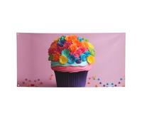 Bannière de fête colorée avec imprimé gâteau de fleurs arc-en-ciel pour entreprise, événement, anniversaire, décoration de fête, intérieur ou extérieur