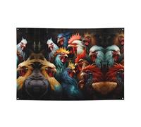 Bannière de fête coqs colorés debout ensemble 119,4 x 180,3 cm, adaptée pour Halloween, Noël, les fêtes, les rassemblements et autres bannières de vacances