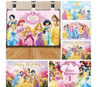 Bannière de fête d'anniversaire pour filles, Princesse Disney, cheveux longs, Blanche-Neige, toile de fond personnalisée avec nom, décoration de fond pour baby shower, affiche photo WYZ1039