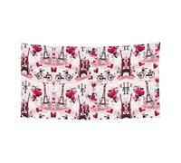 Bannière de fête de Noël imprimée Tour Eiffel de Paris pour intérieur ou extérieur Réutilisable