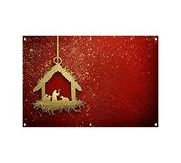Bannière de fête de Noël pour garage et maison | Créez une atmosphère chaleureuse et aimante | Réunion de famille | Décoration festive | 400x180cm | Matériau en polyester (C, 400X180CM)