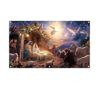 Bannière de fête de Noël pour garage et maison | Créez une atmosphère chaleureuse et aimante | Réunion de famille | Décoration festive | 400x180cm | Matériau en polyester (D, 400X180CM)