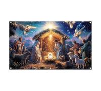 Bannière de fête de Noël pour garage et maison | Créez une atmosphère chaleureuse et aimante | Réunion de famille | Décoration festive | 400x180cm | Matériau en polyester (B, 480X210CM)