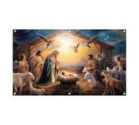 Bannière de fête de Noël pour garage et maison | Créez une atmosphère chaleureuse et aimante | Réunion de famille | Décoration festive | 400x180cm | Matériau en polyester (C, 480X210CM)