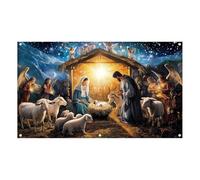 Bannière de fête de Noël pour garage et maison | Créez une atmosphère chaleureuse et aimante | Réunion de famille | Décoration festive | 400x180cm | Matériau en polyester (A, 480X210CM)