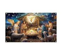Bannière de fête de Noël pour Garage et Maison | Créez Une atmosphère chaleureuse et aimante | Réunion de Famille | Décoration Festive | 400x180cm | Matériau en Polyester (C, 400X180CM)
