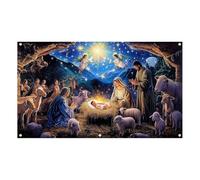 Bannière de fête de Noël pour garage et maison | Créez une atmosphère chaleureuse et aimante | Réunion de famille | Décoration festive | 400x180cm | Matériau en polyester (B, 480X210CM)