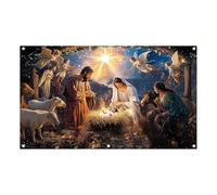 Bannière de fête de Noël pour garage et maison | Créez une atmosphère chaleureuse et aimante | Réunion de famille | Décoration festive | 400x180cm | Matériau en polyester (D, 480X210CM)