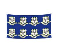 Bannière de fête d'Halloween imprimée drapeau de l'État du Connecticut, décoration extérieure pour clôture, porche, jardin, vacances, décoration à suspendre