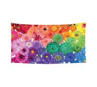 Bannière de fête d'Halloween imprimée fleurs arc-en-ciel, décoration extérieure pour clôture, porche, jardin, vacances, décoration à suspendre