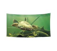 Bannière de fête d'Halloween imprimée poisson-chat sous-marine, décoration extérieure pour clôture, porche, jardin, vacances, décoration à suspendre