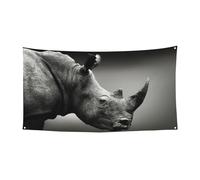 Bannière de fête d'Halloween imprimée rhinocéros d'Afrique du Sud, décoration extérieure pour clôture, porche, jardin, vacances, décoration à suspendre