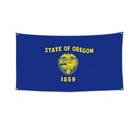 Bannière de fête drapeau de l'État de l'Oregon. Halloween et Noël, tissu polyester avec œillets métalliques, décoration de vacances vibrante pour intérieur et extérieur