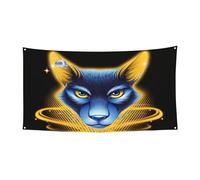 Bannière de fête en forme de tête de loup doré, décoration extérieure et intérieure, durable et résistante aux UV, parfaite pour un anniversaire, Halloween, et plus encore