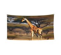 Bannière de fête festive, motif girafe d'Afrique majestueuse sur une face pour intérieur ou extérieur, décoration d'Halloween