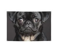 Bannière de fête « Happy Birthday » avec panneaux personnalisés mignons noirs pour l'extérieur - Toile de fond « Happy Birthday » - Tapisserie pour décoration de fête - 180 x 120 cm