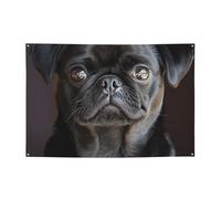 Bannière de fête « Happy Birthday » avec panneaux personnalisés mignons noirs pour l'extérieur - Toile de fond « Happy Birthday » - Tapisserie pour décoration de fête - 180 x 120 cm