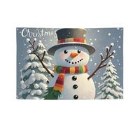 Bannière de fête « Happy Birthday » - Panneau personnalisé - Bonhomme de neige - Bannière d'extérieur - Décoration de fête - 180 x 120 cm