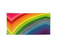 Bannière de fête imprimée à rayures de couleur arc-en-ciel, bannière pour tous les événements, drapeaux lumineux pour anniversaire, Thanksgiving et plus encore
