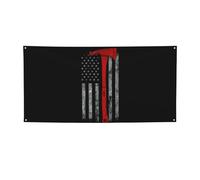 Bannière de fête imprimée drapeau rouge hache pompier, décorations pour toutes les occasions, pour Thanksgiving, fêtes d'anniversaire et plus encore